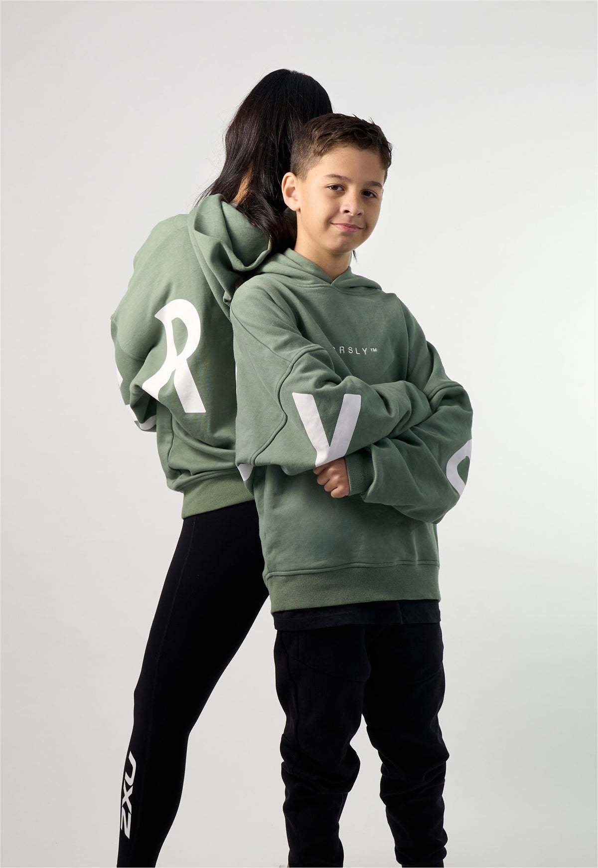 Women's signature oversized hoodie in Green - Block Print